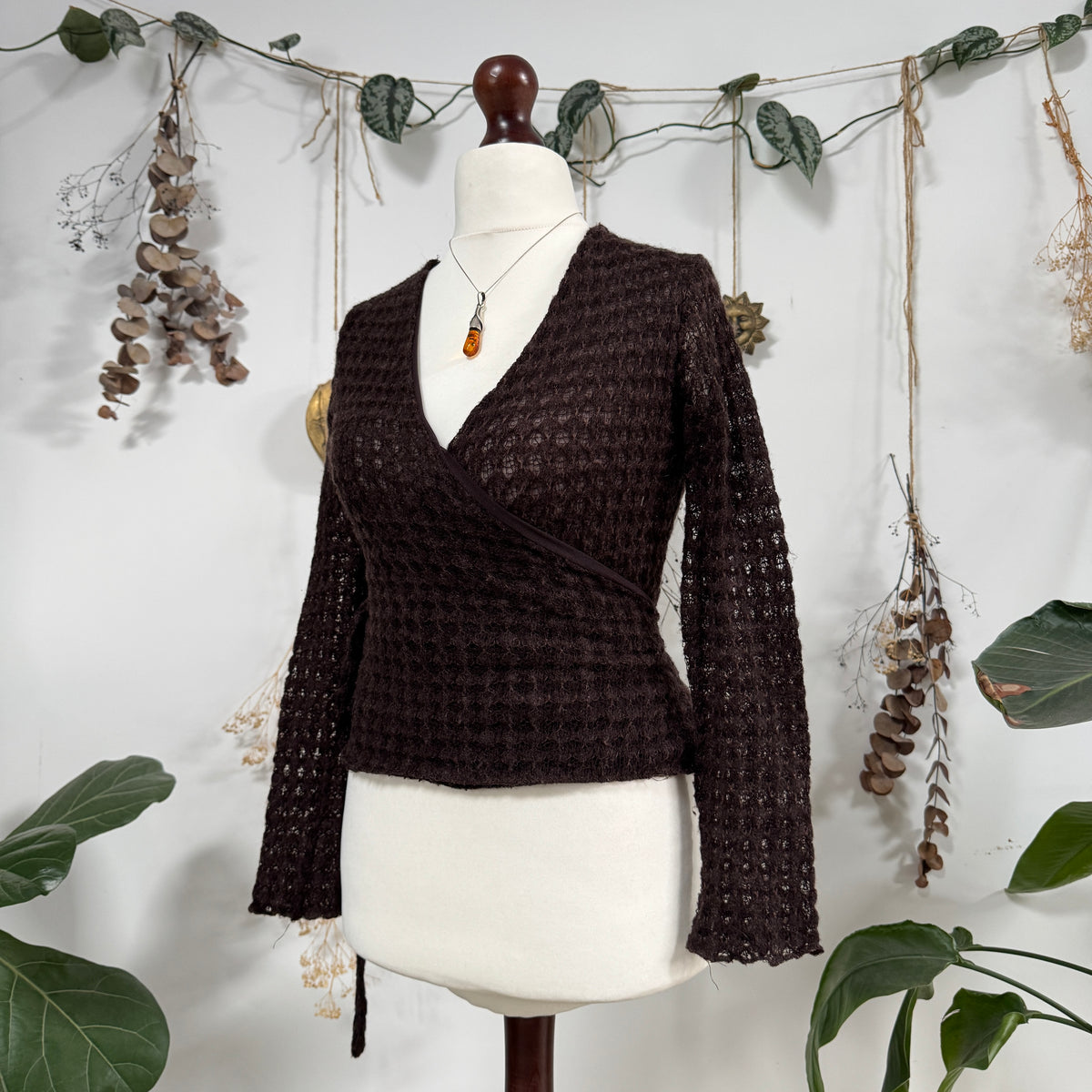 Brown wrap top - size M