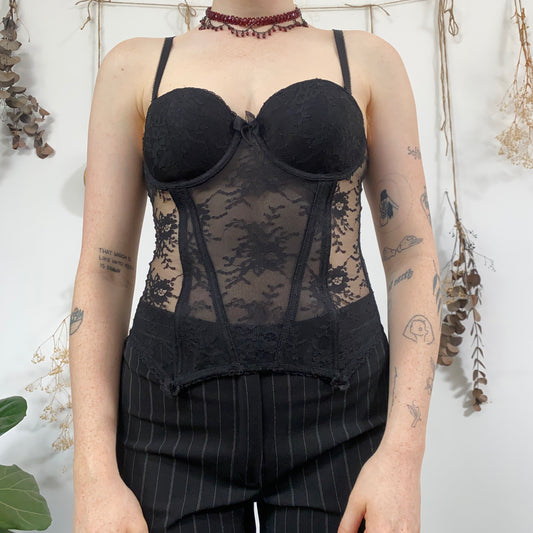 Black lace corset - size S