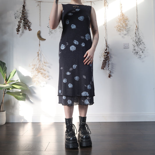 Grey floral mesh dress - size M
