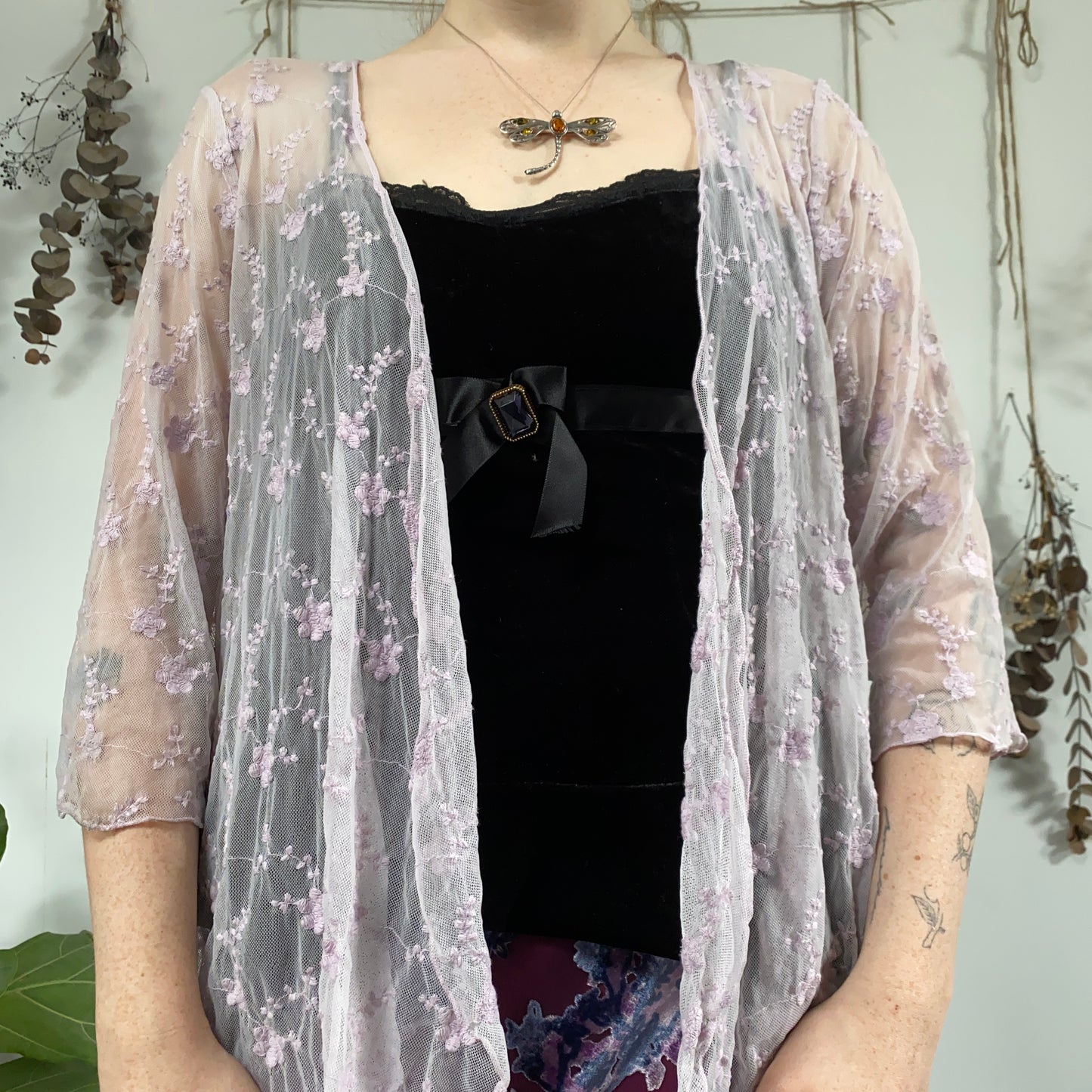 Lilac mesh cardigan - size L/XL