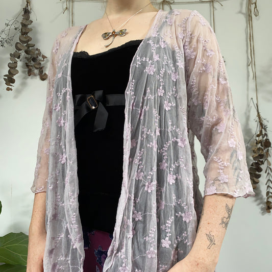 Lilac mesh cardigan - size L/XL