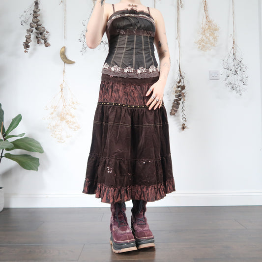 Brown tiered skirt - size S/M