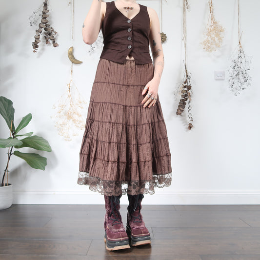 Brown tiered skirt - size M/L