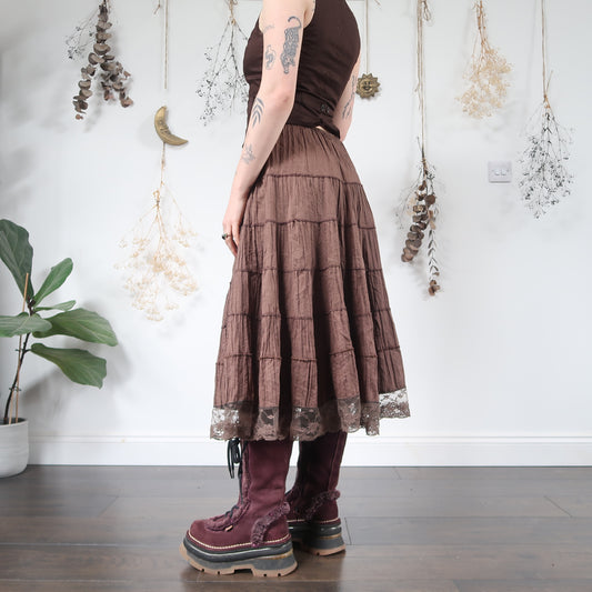 Brown tiered skirt - size M/L