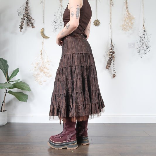 Brown tiered skirt - size L