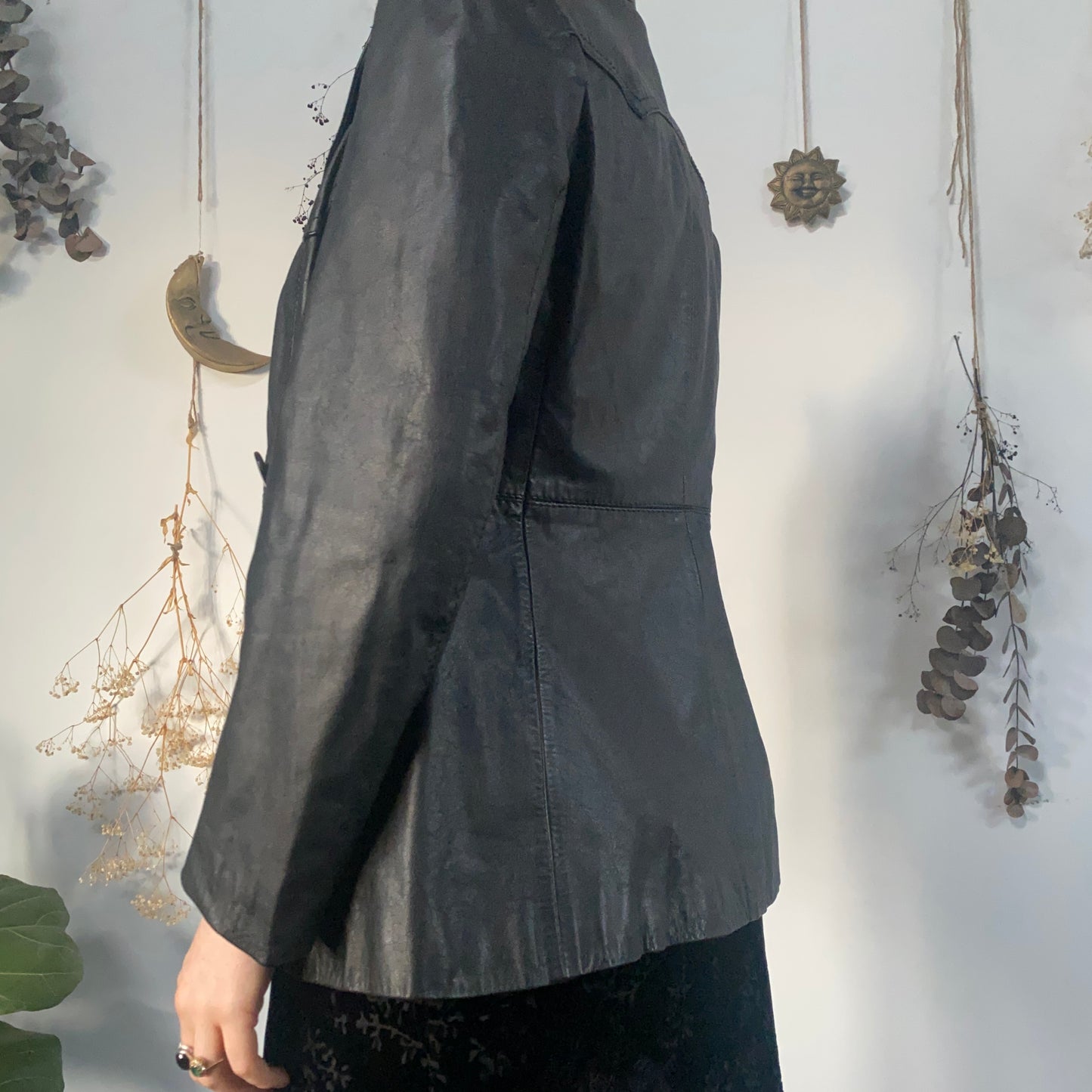 Black leather jacket - size S