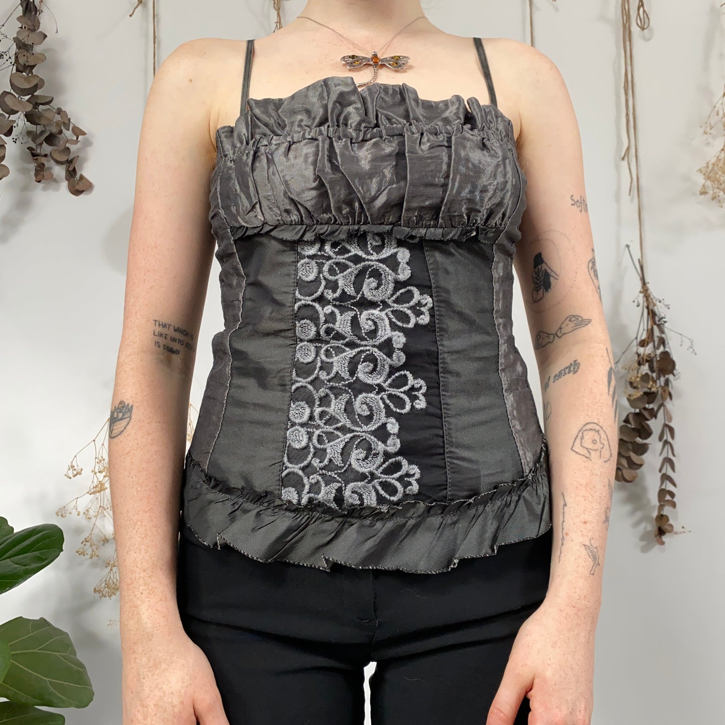 Grey corset top - size M