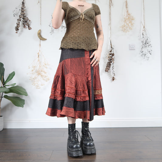 Rust taffeta skirt - size M