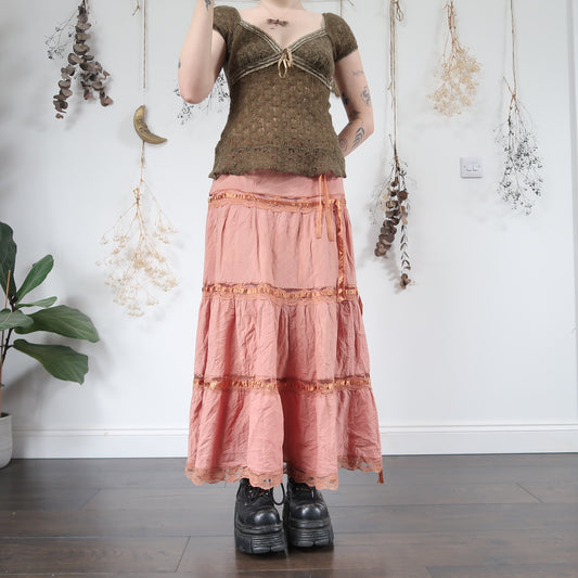 Peach tiered skirt - size L