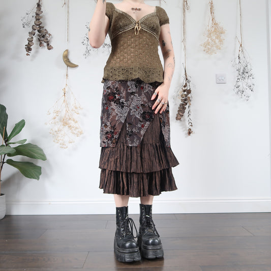 Floral brown skirt - size L