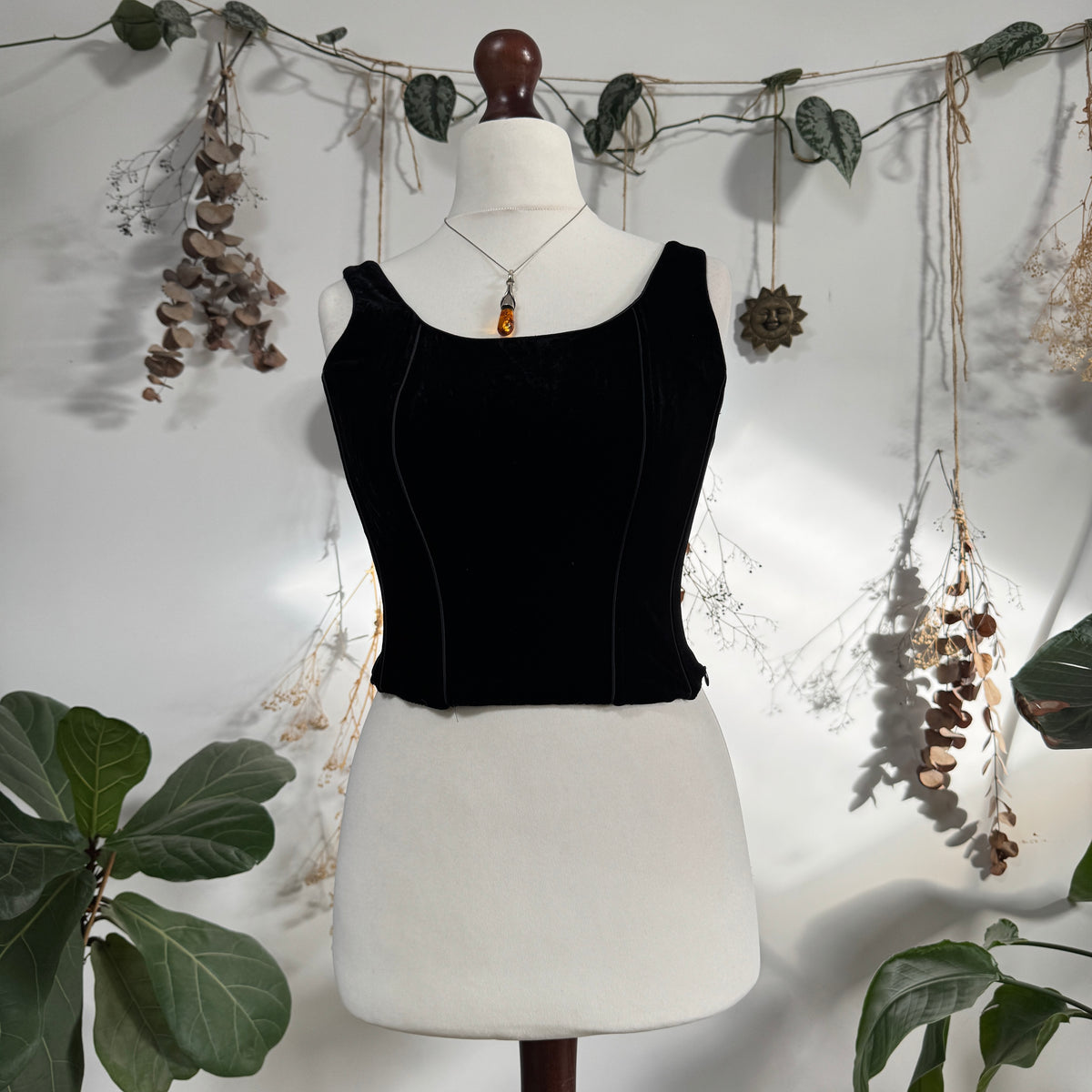 Black velvet corset top - size S
