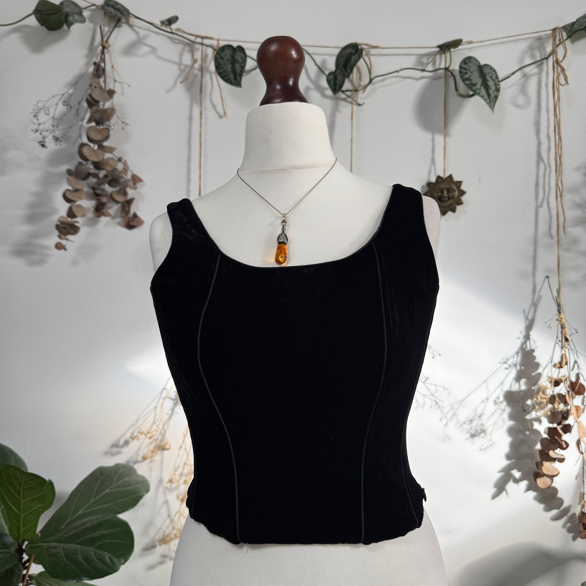 Black velvet corset top - size S