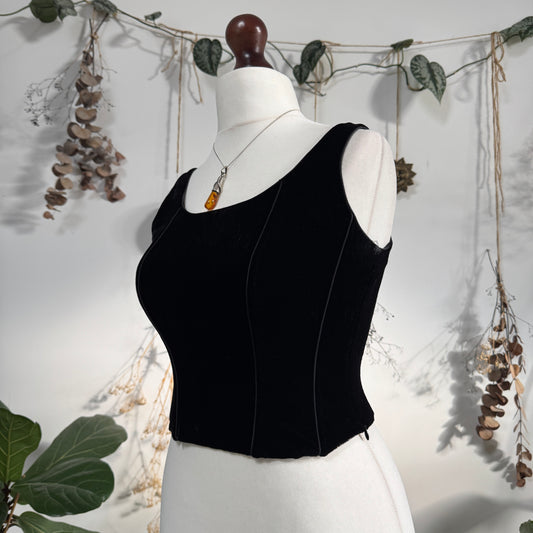Black velvet corset top - size S