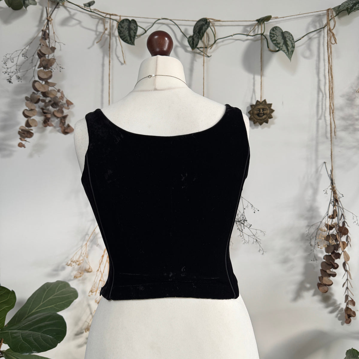 Black velvet corset top - size S