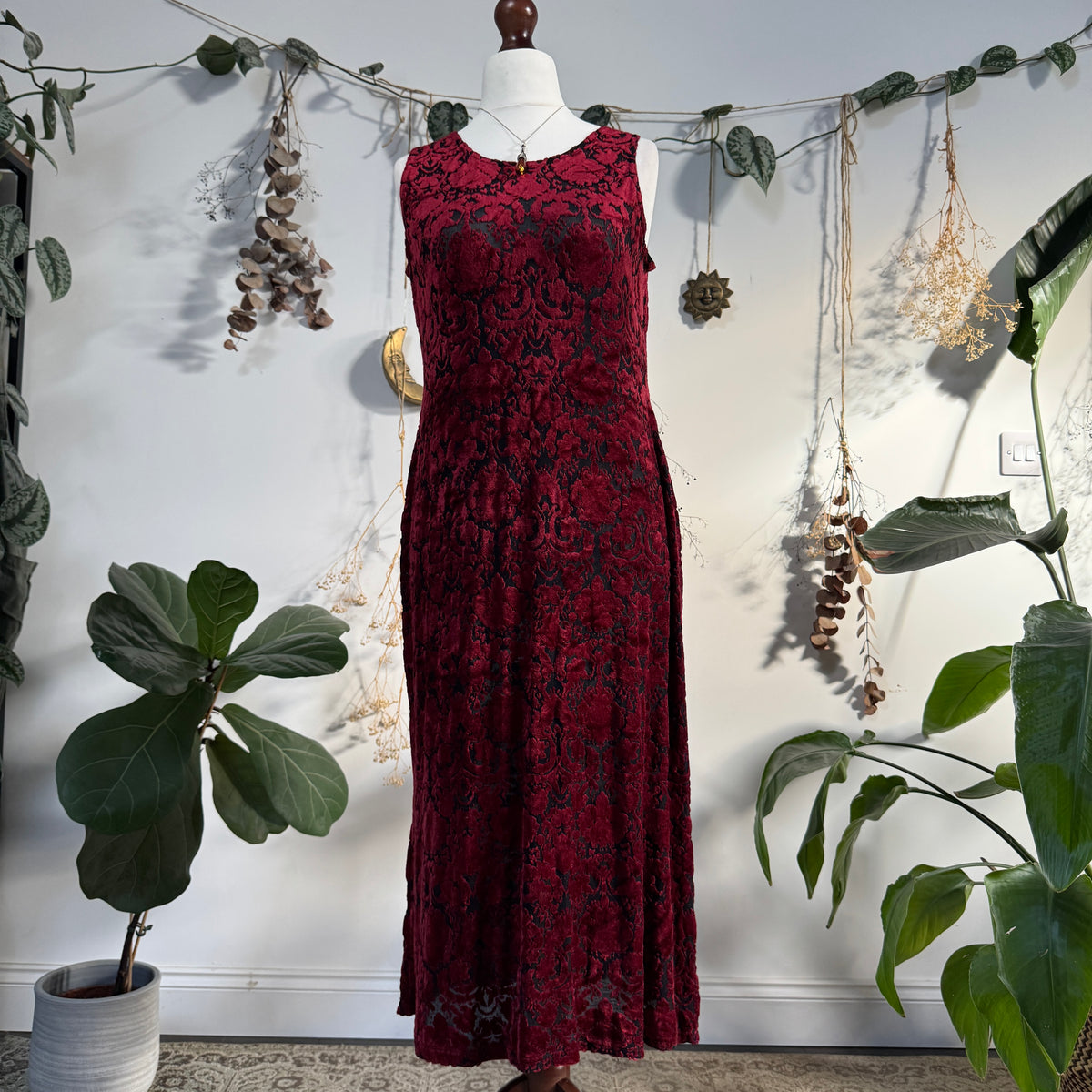 Wine red velvet dress - size L