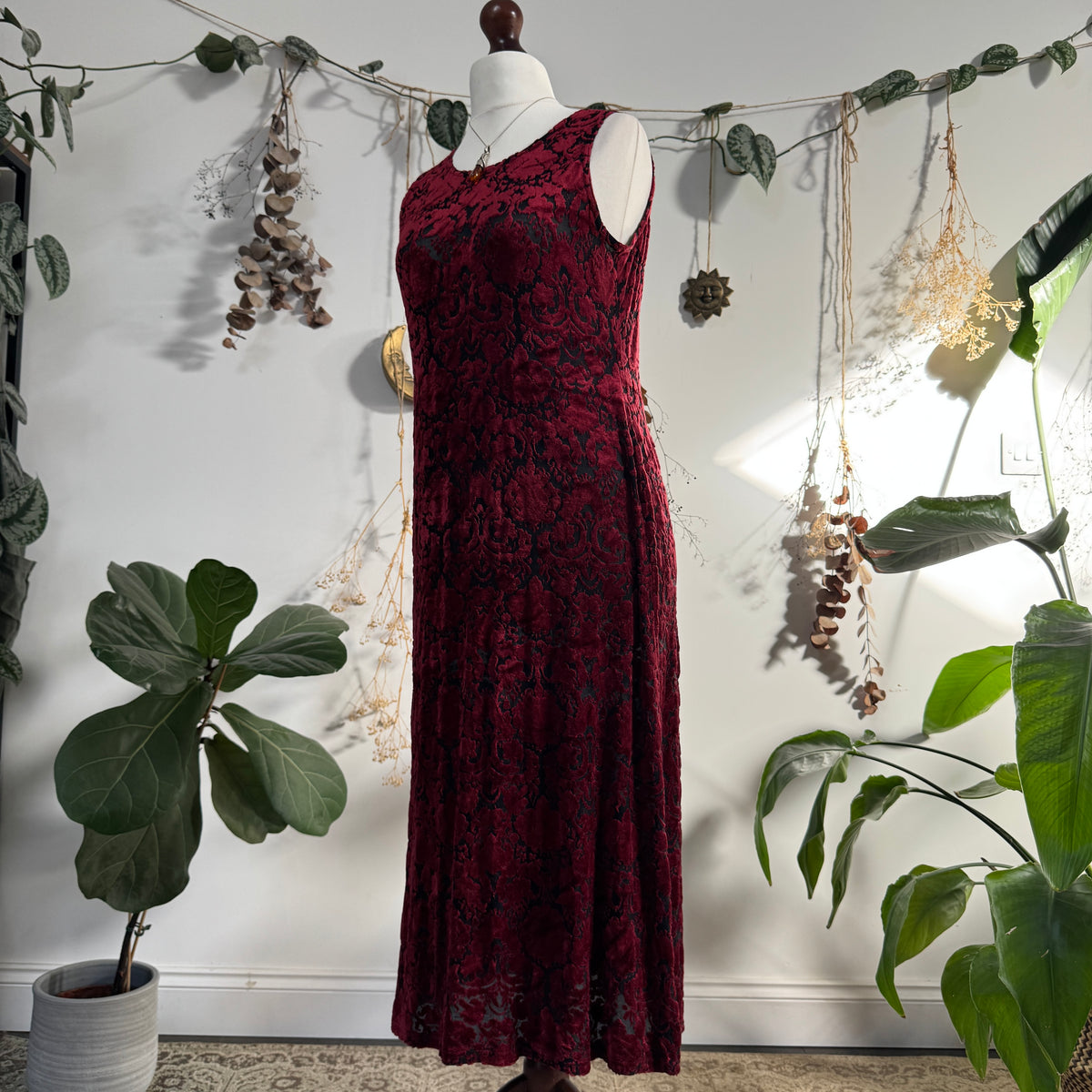 Wine red velvet dress - size L