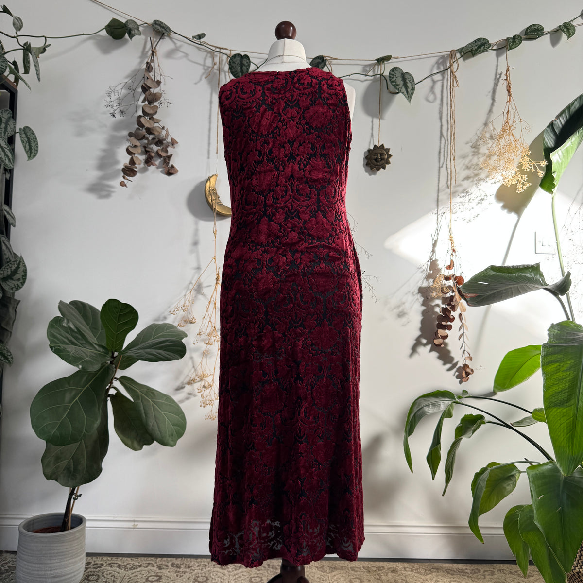 Wine red velvet dress - size L
