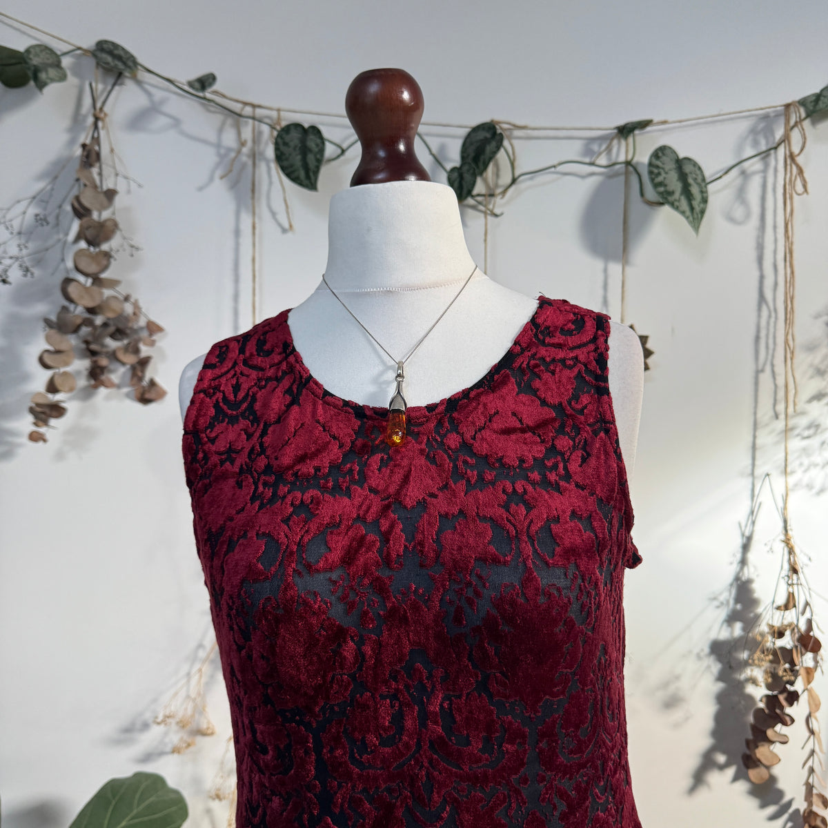 Wine red velvet dress - size L