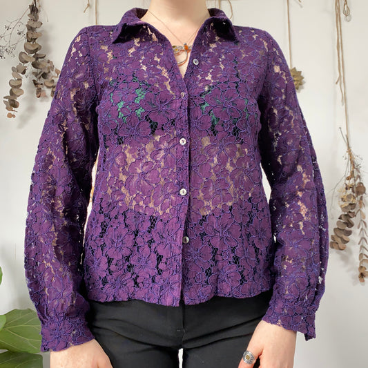 Purple lace shirt - size M
