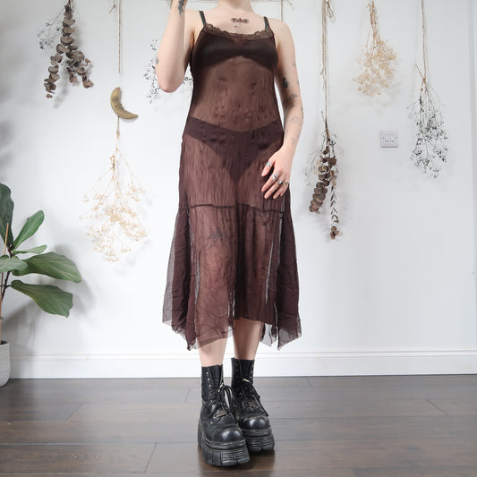 Brown mesh dress - size M