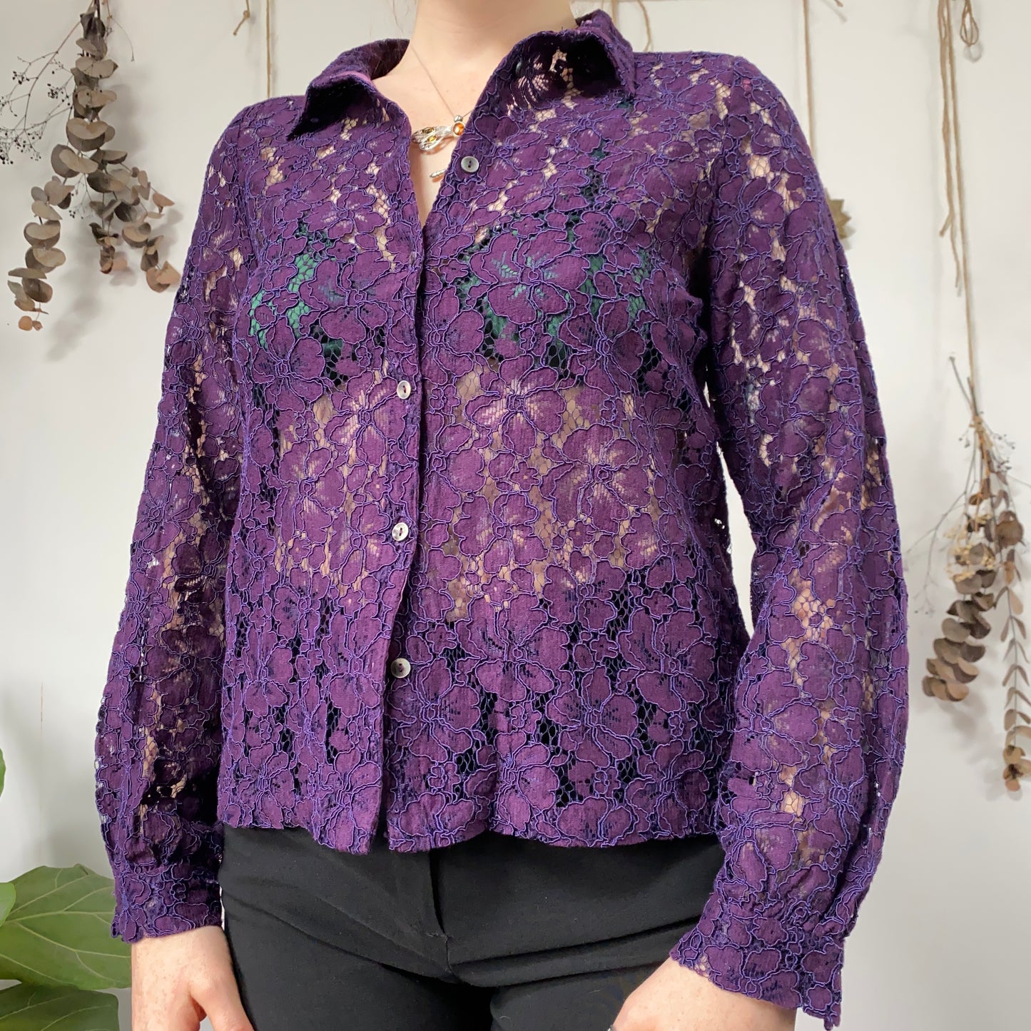 Purple lace shirt - size M