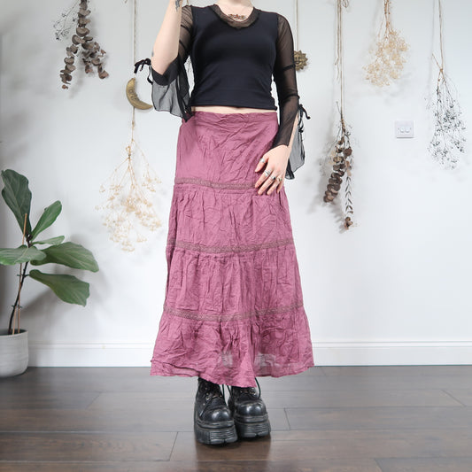 Pink tiered skirt - size L