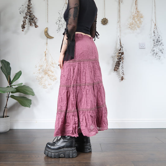 Pink tiered skirt - size L