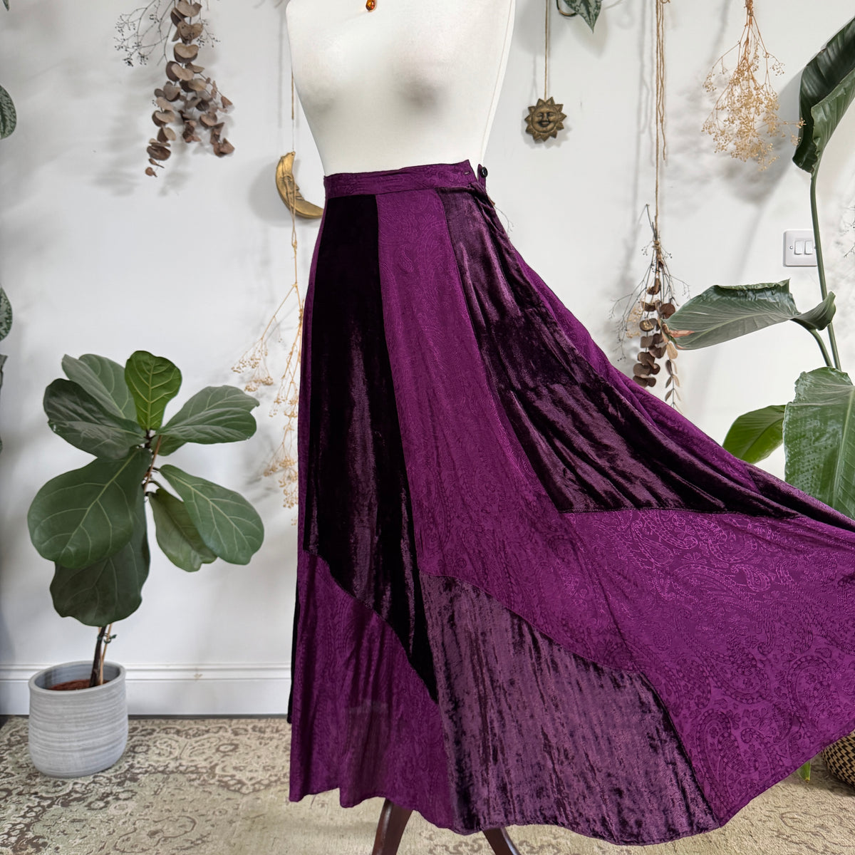 Purple patchwork skirt - size XS/S