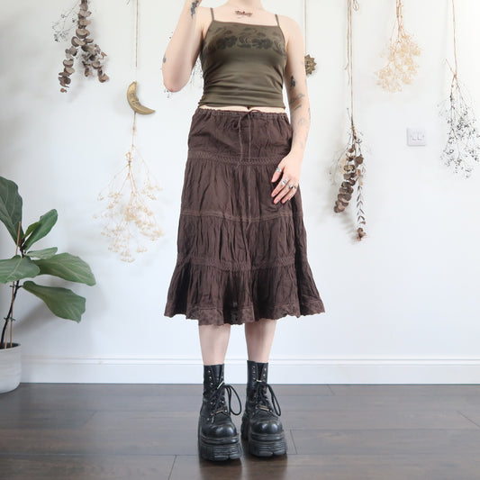 Brown tiered skirt - size S