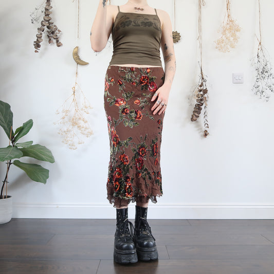 Floral velvet skirt - size M/L