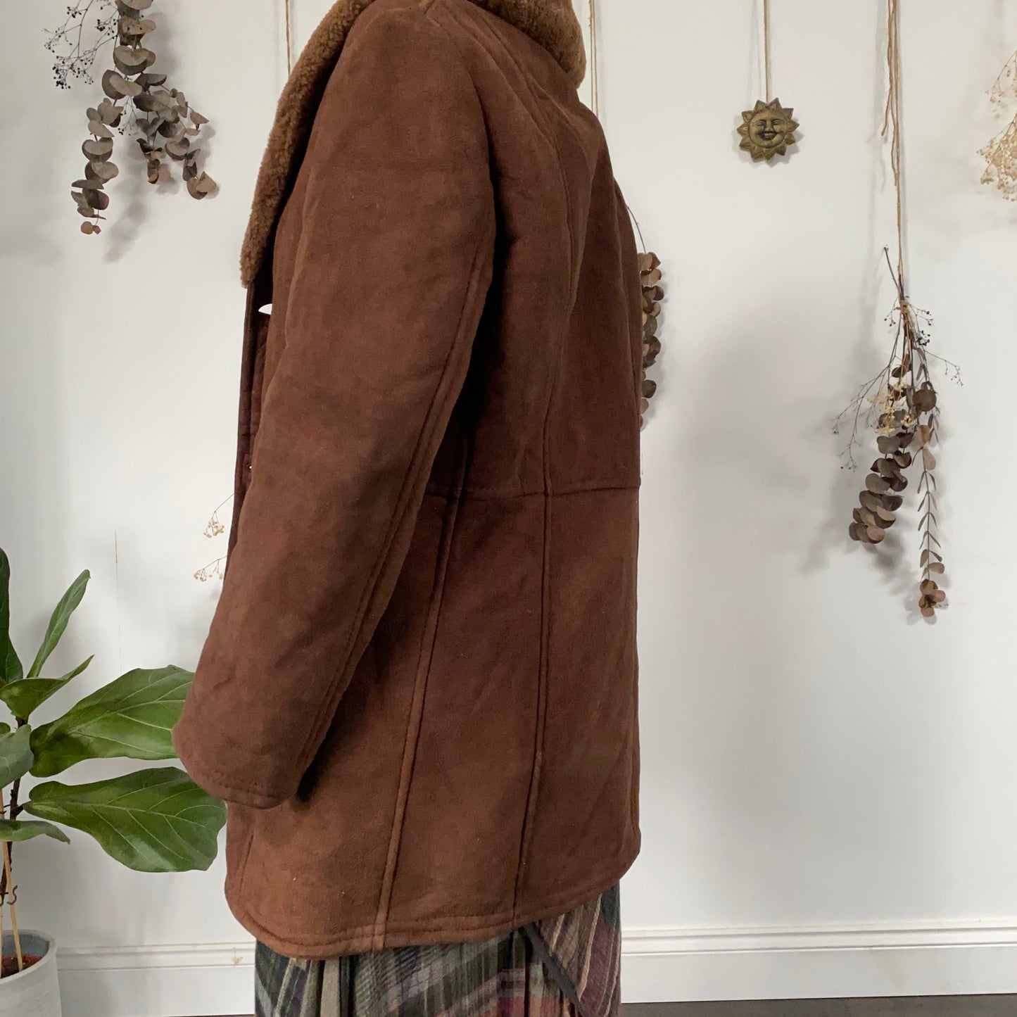 Brown sheepskin coat - size L