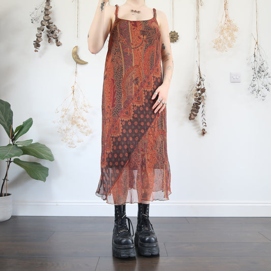Earthy patterned dress - size L