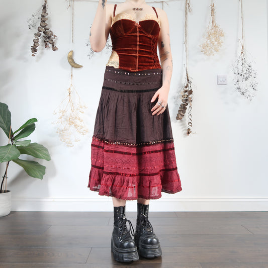 Brown burgundy skirt - size M