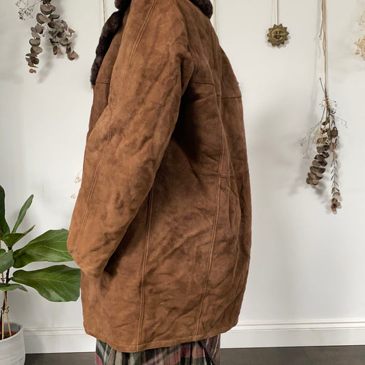 Brown sheepskin coat - size XL