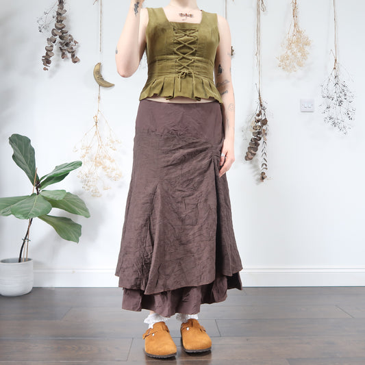 Brown ruched skirt - size M