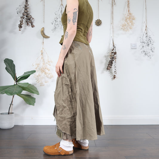 Khaki ruched skirt - size S/M