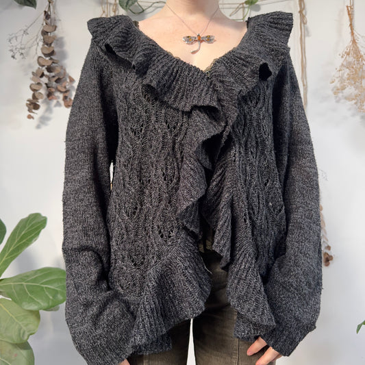 Grey knit cardigan - size L