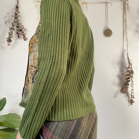Green knit cardigan - size L