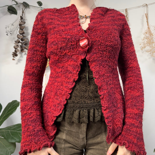 Deep red knit cardigan - size S