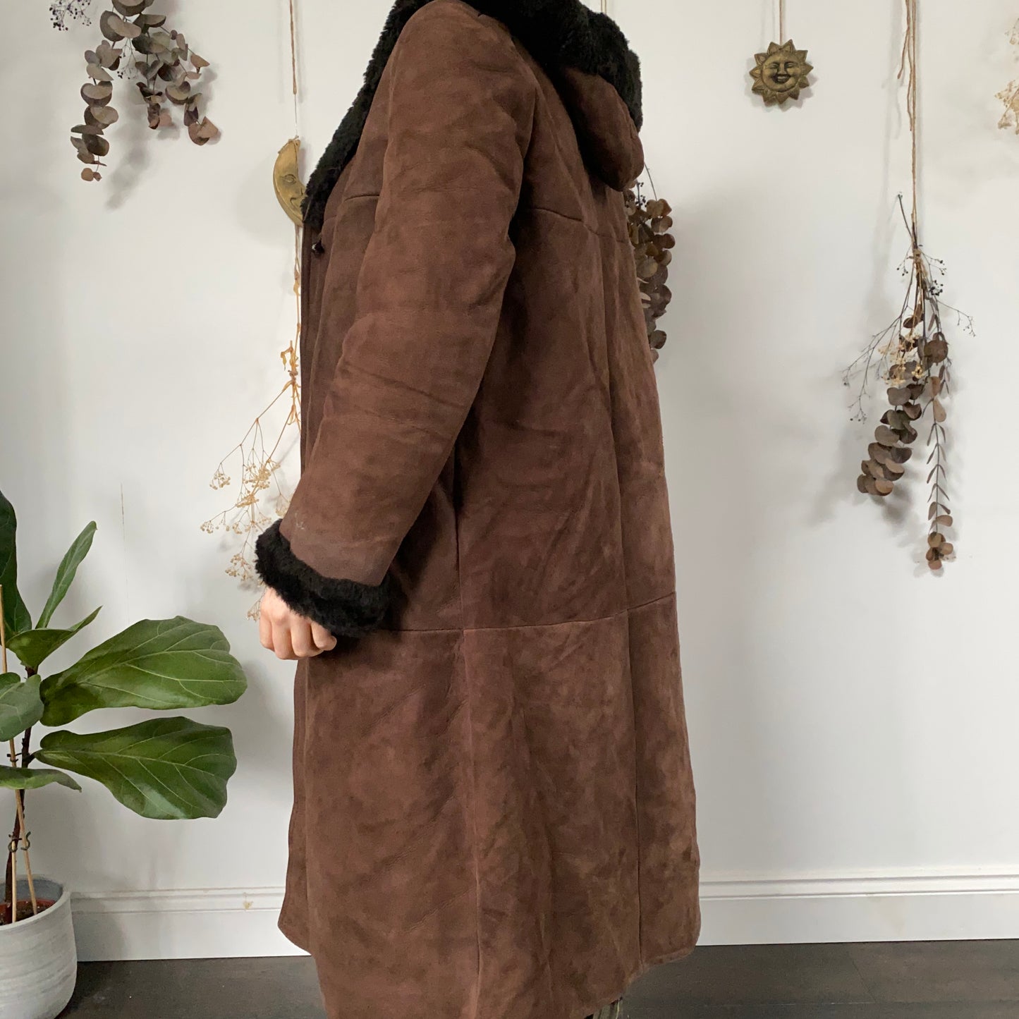 Brown sheepskin coat - size M/L