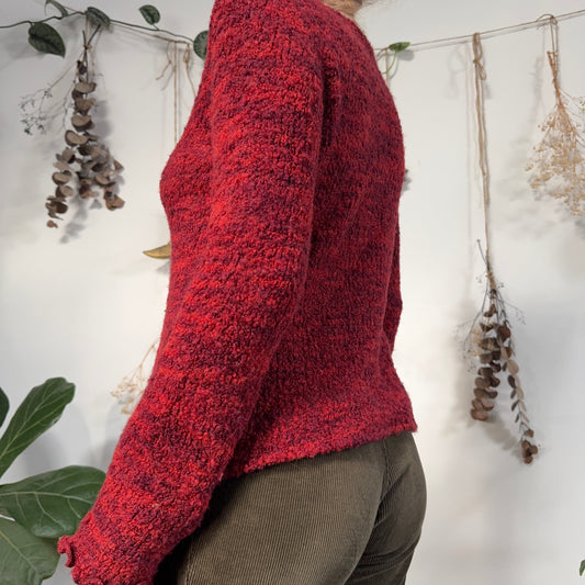 Deep red knit cardigan - size S
