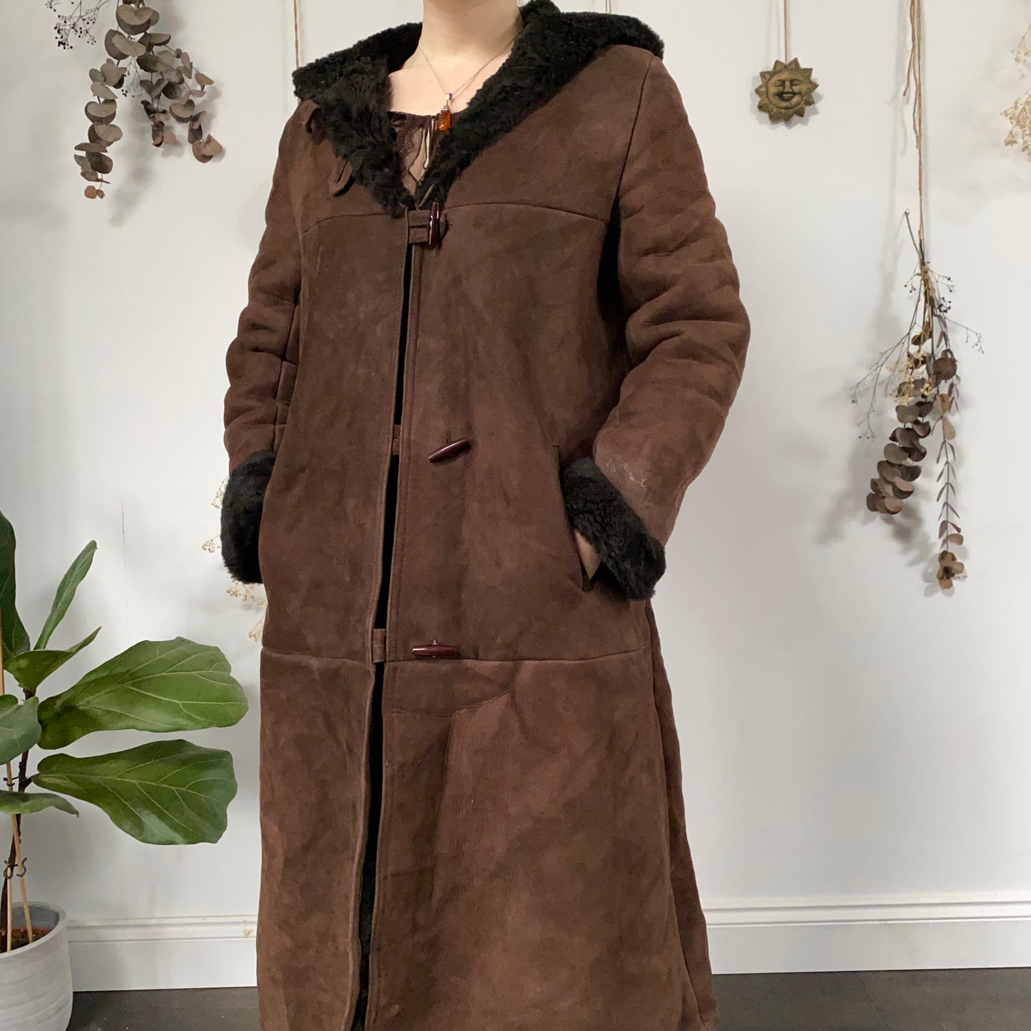 Brown sheepskin coat - size M/L