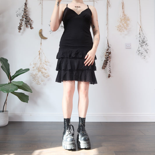 Black mesh ruffle dress - size M