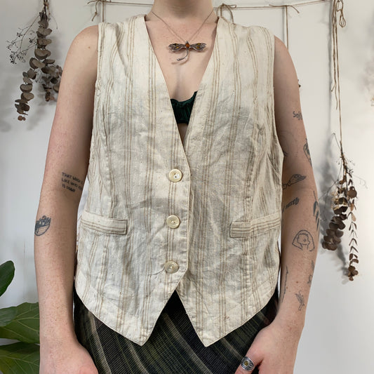 Cream pinstipe waistcoat - size L