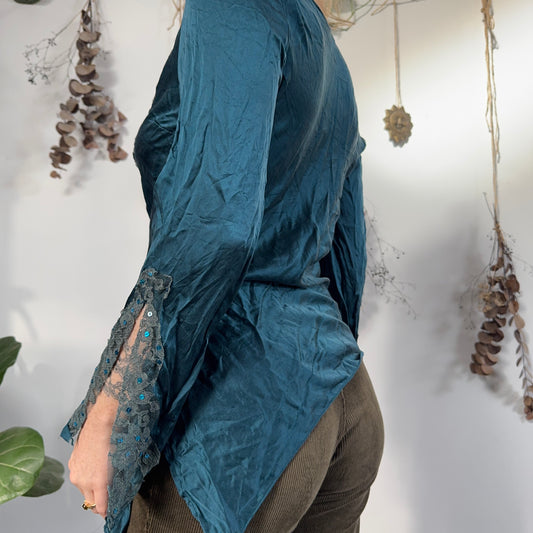 Silk teal top - size M