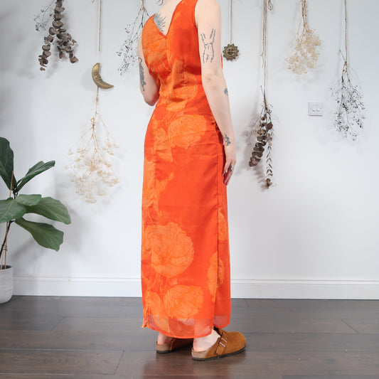 Orange floral dress - size M