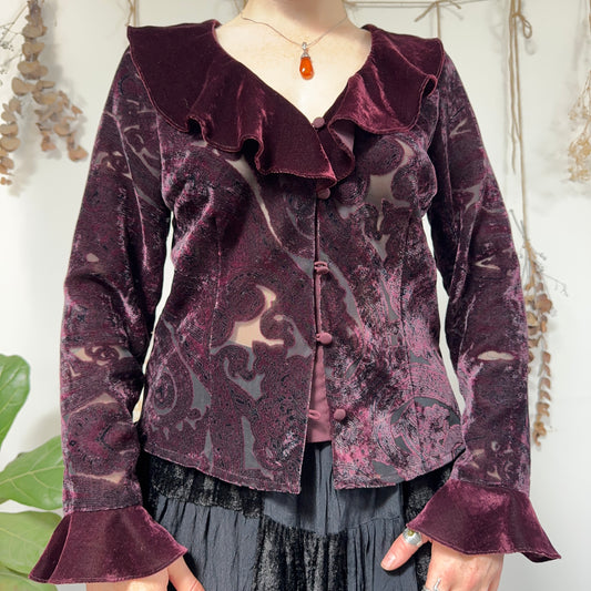 Velvet paisley blouse - size M