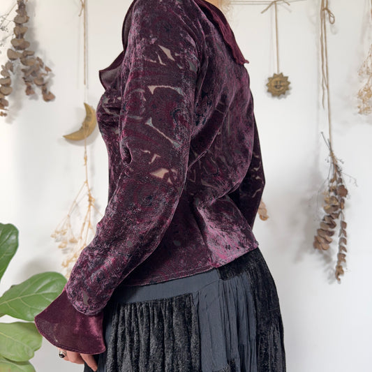 Velvet paisley blouse - size M