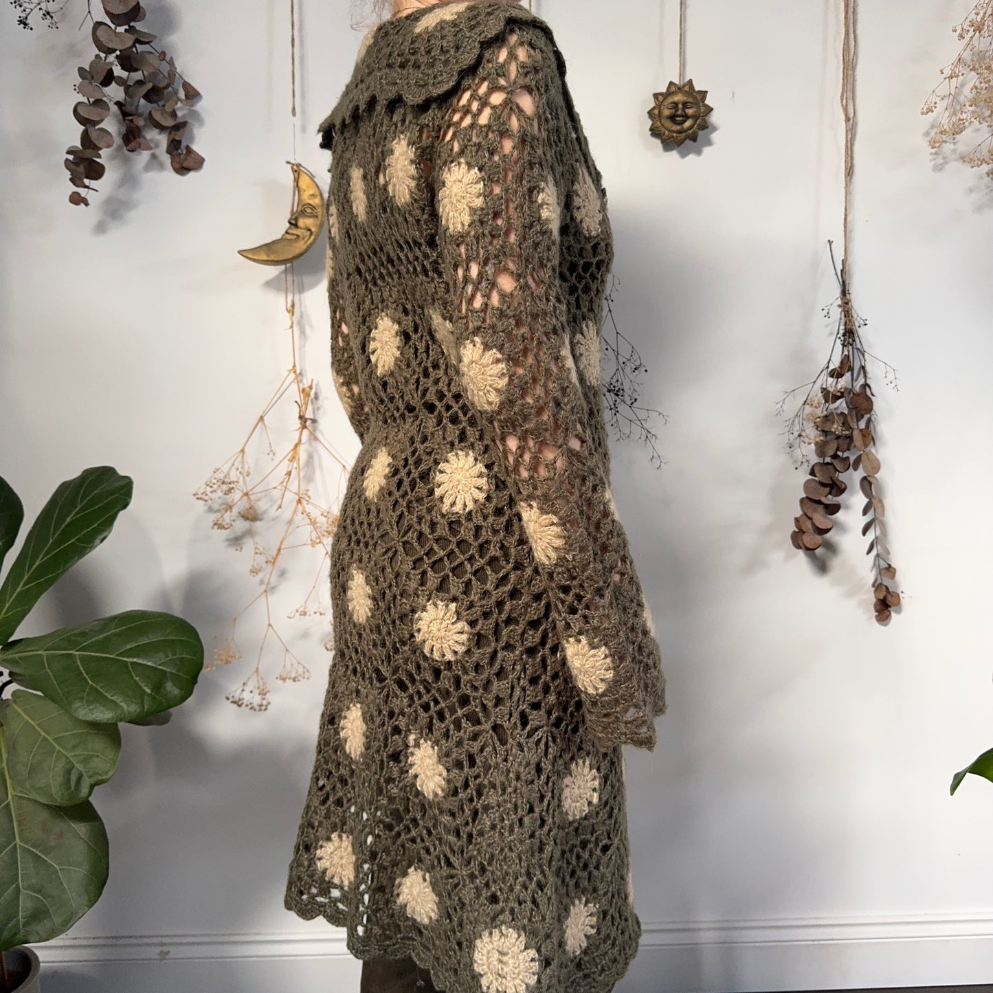 Long crochet cardigan - size M