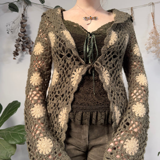 Long crochet cardigan - size M